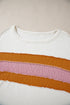 Corded Exposed Seam Textured Knit Patchwork Top