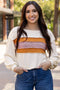 Corded Exposed Seam Textured Knit Patchwork Top