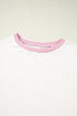 Corded Fabric Blocked Print Casual Crewneck Tee