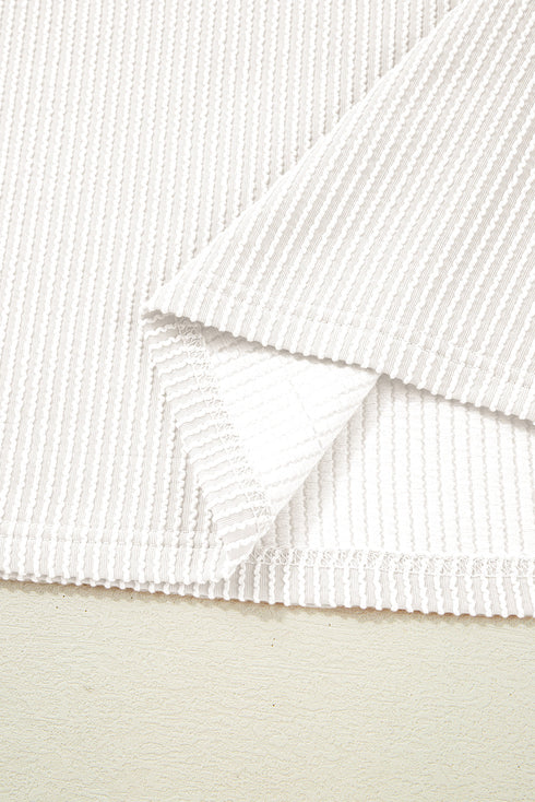 Corded Fabric Blocked Print Casual Crewneck Tee