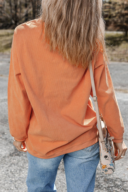 Corded Ghost Graphic Long Sleeve Pullover Sweatshirt