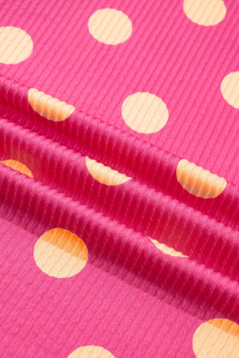 Corded Jacquard Polka Dot Drop Shoulder Patch Pocket Top