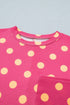 Corded Jacquard Polka Dot Drop Shoulder Patch Pocket Top