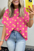 Corded Jacquard Polka Dot Drop Shoulder Patch Pocket Top