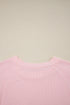 Corded Knit Contrast Panel Pocketed Crew Neck Tee