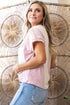 Corded Knit Contrast Panel Pocketed Crew Neck Tee