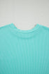 Corded Knit Contrast Panel Pocketed Crew Neck Tee