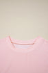 Corded Knit Contrast Panel Pocketed Crew Neck Tee