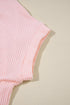 Corded Knit Contrast Panel Pocketed Crew Neck Tee