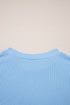 Corded Knit Contrast Panel Pocketed Crew Neck Tee