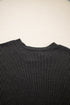 Corded Knit Contrast Panel Pocketed Crew Neck Tee