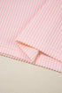 Corded Knit Contrast Panel Pocketed Crew Neck Tee
