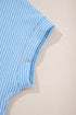 Corded Knit Contrast Panel Pocketed Crew Neck Tee