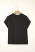 Corded Knit Contrast Panel Pocketed Crew Neck Tee