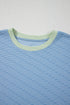 Corded Knit Contrast Trim Cap Sleeve Patchwork Short Set