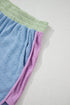 Corded Knit Contrast Trim Cap Sleeve Patchwork Short Set