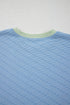 Corded Knit Contrast Trim Cap Sleeve Patchwork Short Set