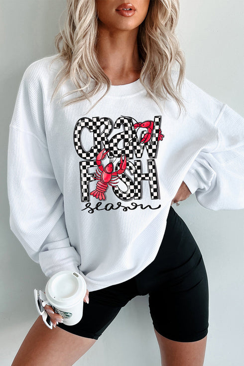 Corded Knit Crawfish Season Graphic Pullover Sweatshirt