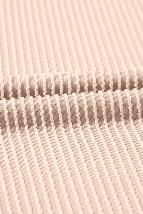 Corded Knit Crew Neck Puff Sleeve Shift Mini Dress