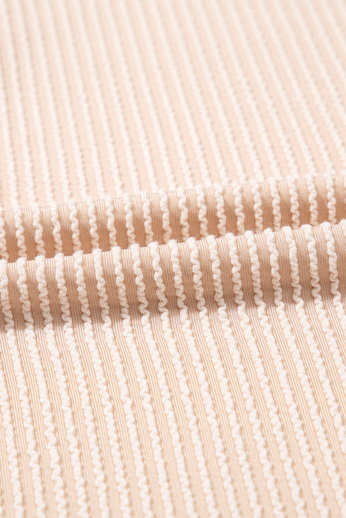 Corded Knit Crew Neck Puff Sleeve Shift Mini Dress