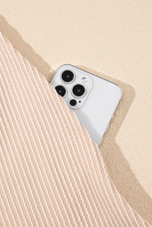 Corded Knit Crew Neck Puff Sleeve Shift Mini Dress