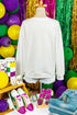 Corded Knit Embroidered Script Graphic Pullover Sweatshirt