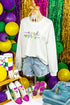 Corded Knit Embroidered Script Graphic Pullover Sweatshirt