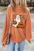 Corded Knit Ghost And Bat Graphic Pullover Sweatshirt