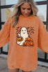 Corded Knit Ghost And Bat Graphic Pullover Sweatshirt