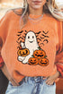 Corded Knit Ghost And Bat Graphic Pullover Sweatshirt