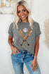 Corded Knit Sequin Baseball Graphic Short Sleeve Tee