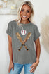 Corded Knit Sequin Baseball Graphic Short Sleeve Tee
