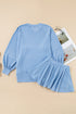 Corded Lantern Sleeve Ruffled Skort Two Piece Dress