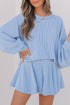 Corded Lantern Sleeve Ruffled Skort Two Piece Dress