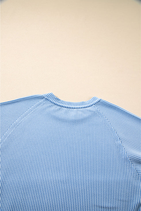 Corded Lantern Sleeve Top Ruffled Mini Skirt Two Piece Dress