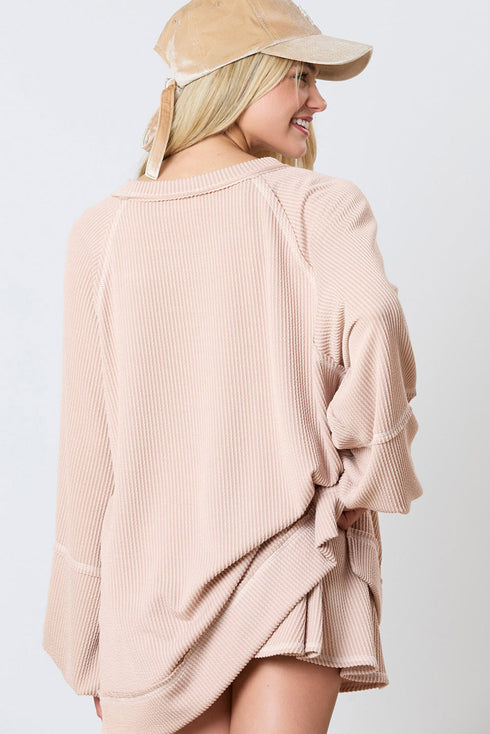 Corded Lantern Sleeve Top Ruffled Mini Skirt Two Piece Dress