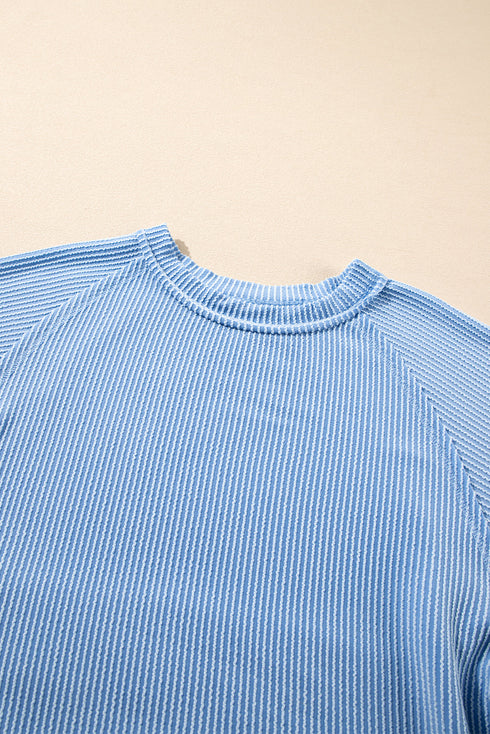 Corded Lantern Sleeve Top Ruffled Mini Skirt Two Piece Dress