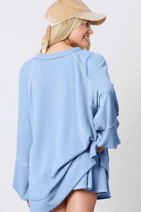 Corded Lantern Sleeve Top Ruffled Mini Skirt Two Piece Dress