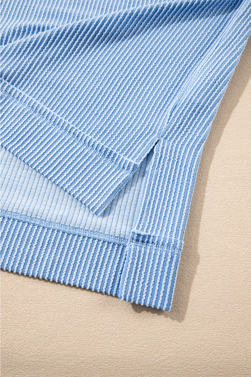 Corded Lantern Sleeve Top Ruffled Mini Skirt Two Piece Dress