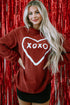 Corded Oversized Heart Graphic Crew Neck Pullover Sweatshirt