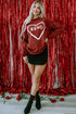 Corded Oversized Heart Graphic Crew Neck Pullover Sweatshirt