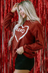 Corded Oversized Heart Graphic Crew Neck Pullover Sweatshirt