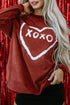 Corded Oversized Heart Graphic Crew Neck Pullover Sweatshirt