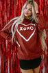 Corded Oversized Heart Graphic Crew Neck Pullover Sweatshirt
