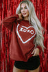 Corded Oversized Heart Graphic Crew Neck Pullover Sweatshirt