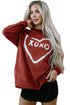 Corded Oversized Heart Graphic Crew Neck Pullover Sweatshirt