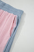 Corded Patchwork Contrast Trim Short Sleeve Wide Leg Pant Set