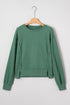 Corded Raw Seam Side Slit Drop Shoulder Sweatshirt
