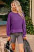Corded Raw Seam Side Slit Drop Shoulder Sweatshirt