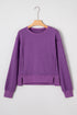 Corded Raw Seam Side Slit Drop Shoulder Sweatshirt